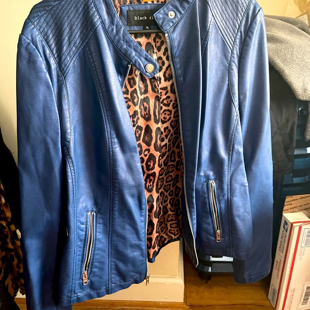 Black rivet faux leather jacket